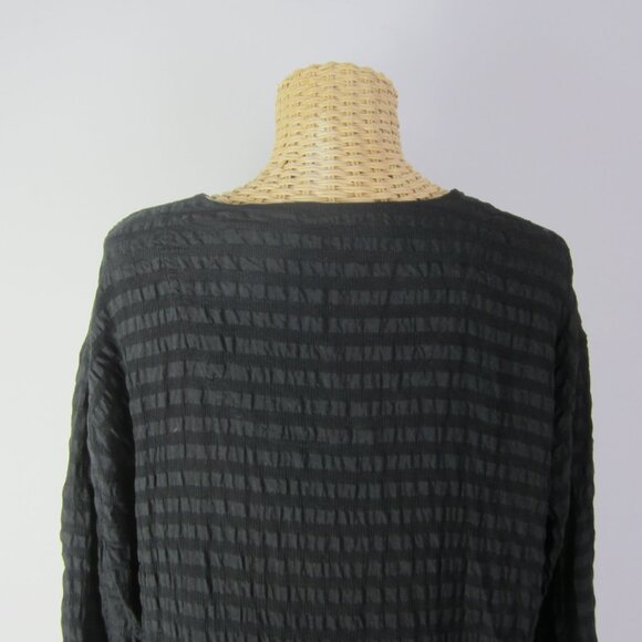 Klis Collection Women S Black 3/4 Sleeve 100% Silk Pucker  Tunic Shirt V Neck - Picture 6 of 10